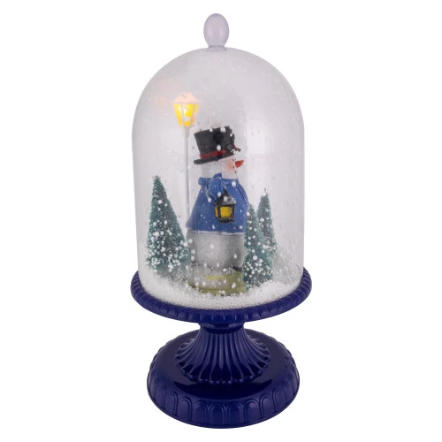 Northlight LED Lighted Snowing Musical Snowman In Cloche Christmas Decoration - 13.5" - Blue 3 Northlight LED Lighted Snowing Musical Snowman In Cloche Christmas Decoration - 13.5" - Blue - Image 3