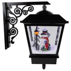 Northlight 17.75" Lighted And Musical Wall Mounted Snowing Christmas Street Lamp