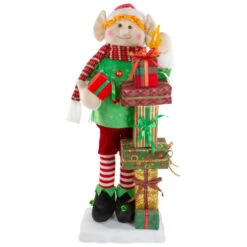 Northlight Lighted Animated Musical Santa's Elf With Star And Presents Christmas Figure - 30"