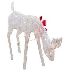 Northlight Lighted Mesh Feeding Doe Outdoor Christmas Decoration - 37" - White - Clear Lights -Northlight Sale Store northlight rp90954 3 44613.1607136895