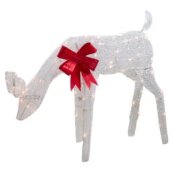 Northlight Lighted Mesh Feeding Doe Outdoor Christmas Decoration - 37" - White - Clear Lights -Northlight Sale Store northlight rp90954 26095.1607136895