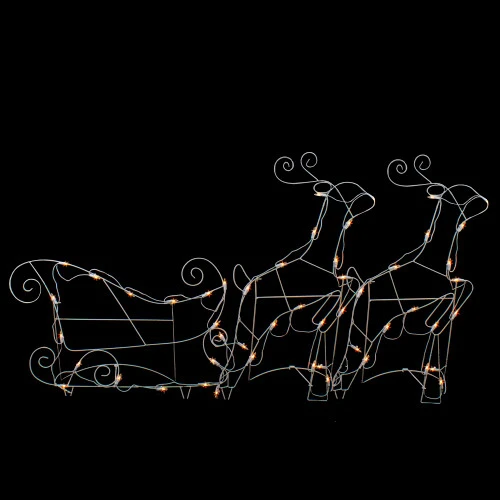 Northlight 3-Piece Lighted Reindeer And Sleigh Outdoor Christmas Decoration Set 2 Northlight 3-Piece Lighted Reindeer And Sleigh Outdoor Christmas Decoration Set - Image 2