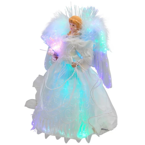 Northlight Fiber Optic Color-Changing Angel With Dove Christmas Tree Topper - 12" - White 4 Northlight Fiber Optic Color-Changing Angel With Dove Christmas Tree Topper - 12" - White - Image 4