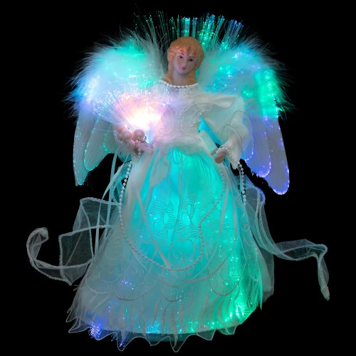 Northlight Fiber Optic Color-Changing Angel With Dove Christmas Tree Topper - 12" - White 3 Northlight Fiber Optic Color-Changing Angel With Dove Christmas Tree Topper - 12" - White - Image 3