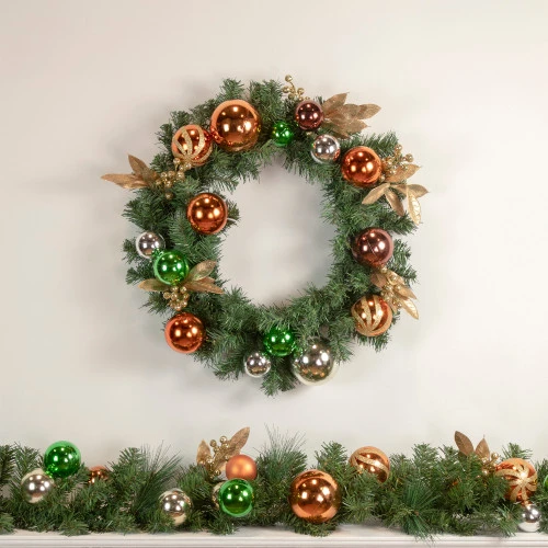 Northlight Pine Foliage With Ornaments Artificial Christmas Wreath - 24" - Unlit 2 Northlight Pine Foliage With Ornaments Artificial Christmas Wreath - 24" - Unlit - Image 2