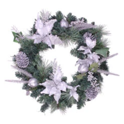Northlight Glittered Poinsettia With Pine Cones Artificial Christmas Wreath - 24" - Unlit