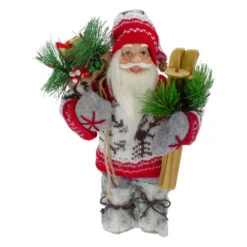 Northlight Standing Nordic Santa With Skis Christmas Figure - 12"