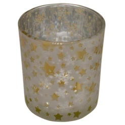 Northlight 3" Matte Silver And Gold Stars And Snowflakes Flameless Glass Candle Holder -Northlight Sale Store northlight se90058 1 94236.1665611935