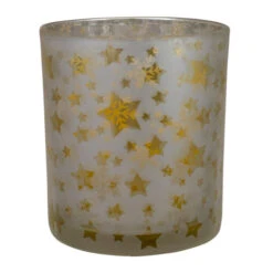 Northlight 3" Matte Silver And Gold Stars And Snowflakes Flameless Glass Candle Holder -Northlight Sale Store northlight se90058 3 28922.1665611935