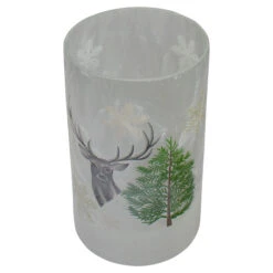 Northlight 10" Deer, Pine And Snowflakes Hand Painted Flameless Glass Christmas Candle Holder -Northlight Sale Store northlight se91533 2 51848.1605147741