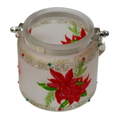 Northlight 4" Hand-Painted Red Poinsettias And Gold Flameless Glass Christmas Candle Holder -Northlight Sale Store northlight se91539 2 14563.1605147743