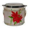 Northlight 4" Hand-Painted Red Poinsettias And Gold Flameless Glass Christmas Candle Holder