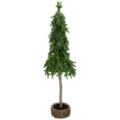 Downswept Iced Artificial Christmas Tree Wood Base - 29.5" - Unlit