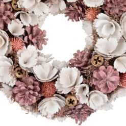 Northlight 13" White And Pink Wooden Floral Christmas Wreath With Pinecones -Northlight Sale Store northlight sh27004 2 33175.1680285010