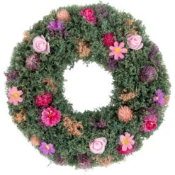 Northlight Thistle Mixed Floral Spring Wreath - 13" - Pink And Purple