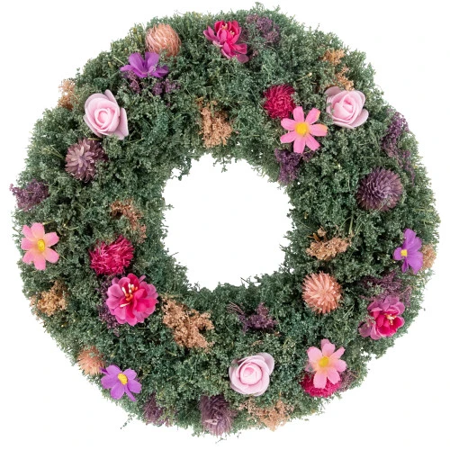 Northlight Thistle Mixed Floral Spring Wreath - 13" - Pink And Purple 1 Northlight Thistle Mixed Floral Spring Wreath - 13" - Pink And Purple