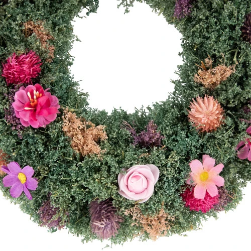 Northlight Thistle Mixed Floral Spring Wreath - 13" - Pink And Purple 4 Northlight Thistle Mixed Floral Spring Wreath - 13" - Pink And Purple - Image 4