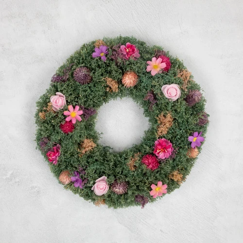 Northlight Thistle Mixed Floral Spring Wreath - 13" - Pink And Purple 3 Northlight Thistle Mixed Floral Spring Wreath - 13" - Pink And Purple - Image 3