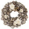 Glittered White Roses Winter Botanicals Artificial Christmas Wreath - 9.5" - Unlit