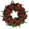 Northlight Red Pine Cones And Ornaments Christmas Wreath, 13" - Unlit
