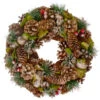 Northlight Green And Brown Frosted Pinecones And Bells Christmas Wreath - 13" Unlit