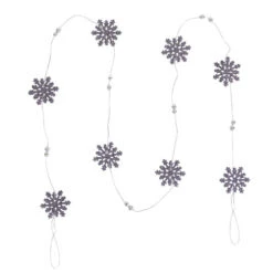 Northlight 5' X 2" Purple Snowflake Christmas Garland With Silver Beads, Unlit