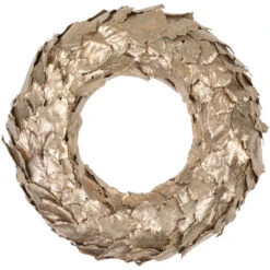 Northlight Gold Layered Leaves Christmas Wreath, 15.5-Inch, Unlit