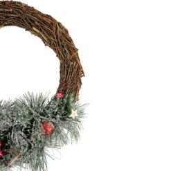 Northlight Red Ornaments, Pine Needle And Stars Frosted Christmas Wreath, 13.75-Inch -Northlight Sale Store northlight sh94268 2 77725.1709320720