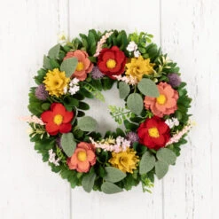 Northlight Wooden Mixed Floral And Foliage Artificial Spring Wreath - 13.75" -Northlight Sale Store northlight sh95400 woodfloor 91411.1701883375