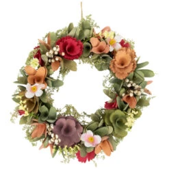 Northlight Rose And Pansy Artificial Wooden Spring Wreath - 10"