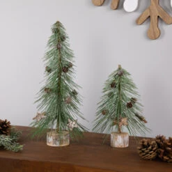 Northlight Frosted Bottle Brush Tree On Wooden Base Christmas Decoration - 8.5" -Northlight Sale Store northlight sh961142c20sh96115 styled 01 18641.1720742954