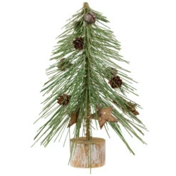 Northlight Frosted Bottle Brush Tree On Wooden Base Christmas Decoration - 8.5" -Northlight Sale Store northlight sh96115 02 48709.1720742957