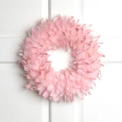 Northlight Glittered Feathers Christmas Wreath - 14.5" - Unlit - Pink