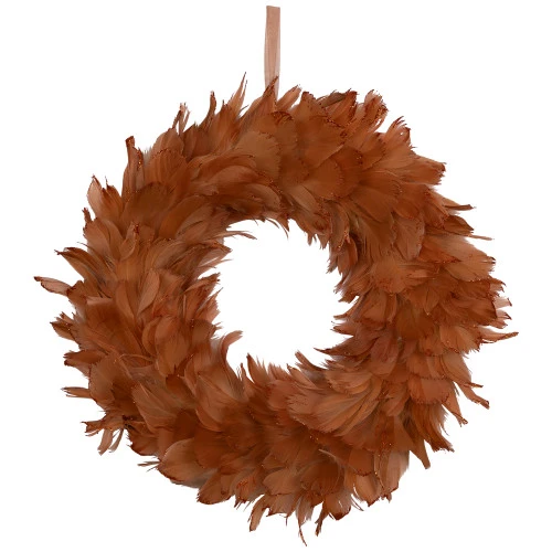 Northlight Two-Tone Feathers Christmas Wreath - 14.5" - Unlit - Rust Orange 2 Northlight Two-Tone Feathers Christmas Wreath - 14.5" - Unlit - Rust Orange - Image 2