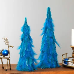 Northlight Two-Tone Layered Glitter Feather Cone Tree Christmas Decoration - 19.5" - Turquoise -Northlight Sale Store northlight sh96148 sh96145 styled 01 49233.1727404096