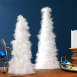 Northlight Layered Wispy Feather Cone Tree Christmas Decoration - 16" - Winter White -Northlight Sale Store northlight sh96149 sh96146 styled 81738.1727404101