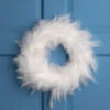 Northlight Wispy Feather Christmas Wreath - 14.5" - Unlit - Winter White