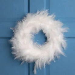 Northlight Wispy Feather Christmas Wreath - 14.5" - Unlit - Winter White