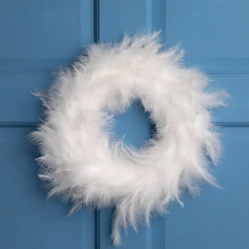 Northlight Wispy Feather Christmas Wreath - 14.5" - Unlit - Winter White 1 Northlight Wispy Feather Christmas Wreath - 14.5" - Unlit - Winter White