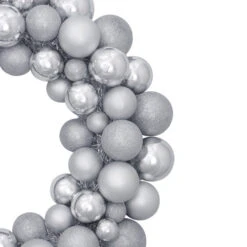 Northlight Silver 3-Finish Shatterproof Ball Ornament Christmas Wreath, 36-Inch -Northlight Sale Store northlight sm91057 3 updated 79179.1661366450