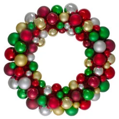 Northlight Shatterproof Ball 2-Finish Traditional Colors Christmas Wreath, 36-Inch, Unlit