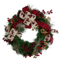 Bows And Berries Artificial Christmas Wreaths - 24-Inch, Unlit