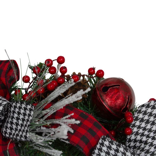 Northlight Plaid And Houndstooth And Red Berries Artificial Christmas Wreath - 24-Inch, Unlit 3 Northlight Plaid And Houndstooth And Red Berries Artificial Christmas Wreath - 24-Inch, Unlit - Image 3