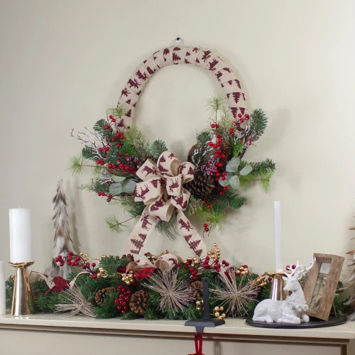 Northlight Winter Foliage And Berries Artificial Burlap Christmas Wreath - 24" - Unlit 5 Northlight Winter Foliage And Berries Artificial Burlap Christmas Wreath - 24" - Unlit - Image 5