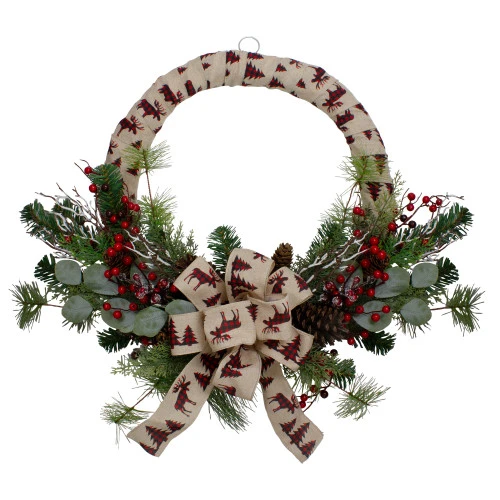Northlight Winter Foliage And Berries Artificial Burlap Christmas Wreath - 24" - Unlit 2 Northlight Winter Foliage And Berries Artificial Burlap Christmas Wreath - 24" - Unlit - Image 2