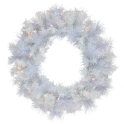 Northlight Pre-Lit Vermont White Pine Artificial Christmas Wreath, 24-Inch, Clear Lights