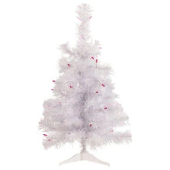 Northlight 2' Pre-lit Rockport White Pine Artificial Christmas Tree, Pink Lights