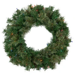 Pre-Lit Oregon Cashmere Pine Artificial Christmas Wreath, 24-Inch, Multi Lights