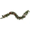 Northlight Pre-Lit Battery Operated Frosted Pine And Berries Christmas Garland - 6' X 9" - Cool White LED Lights