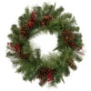 Northlight Pre-Lit Battery Operated Mixed Pine And Berries Christmas Wreath - 24" - Warm White LED Lights